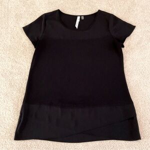 NY Collection Black Short Sleeve Blouse, Small